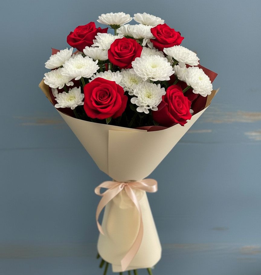 Букет цветов из: Розы и Хризантемы в Холм-Жирковский