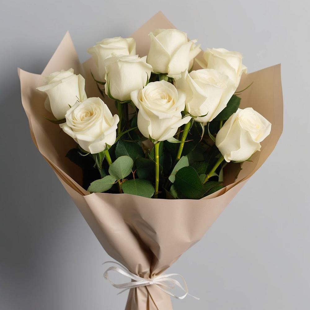 Букет 9 Белых роз Эдлесс Лав в Холм-Жирковский