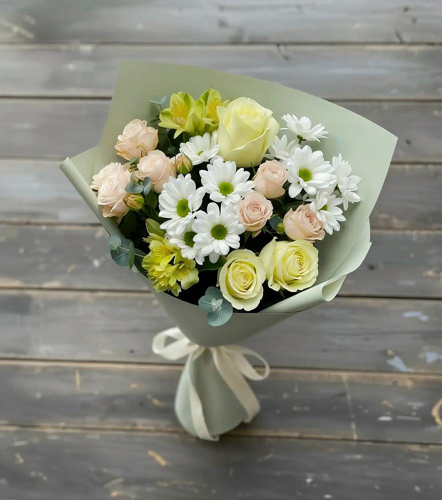 Букет цветов из: Альстромерии, Розы и Хризантемы в Холм-Жирковский