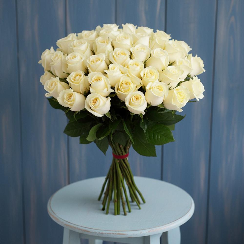 Букет 51 Белая роза Эдлесс Лав в Холм-Жирковский