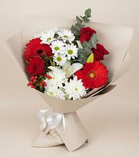 Букет цветов из:  Розы, Хризантемы, Герберы и Лилии в Холм-Жирковский