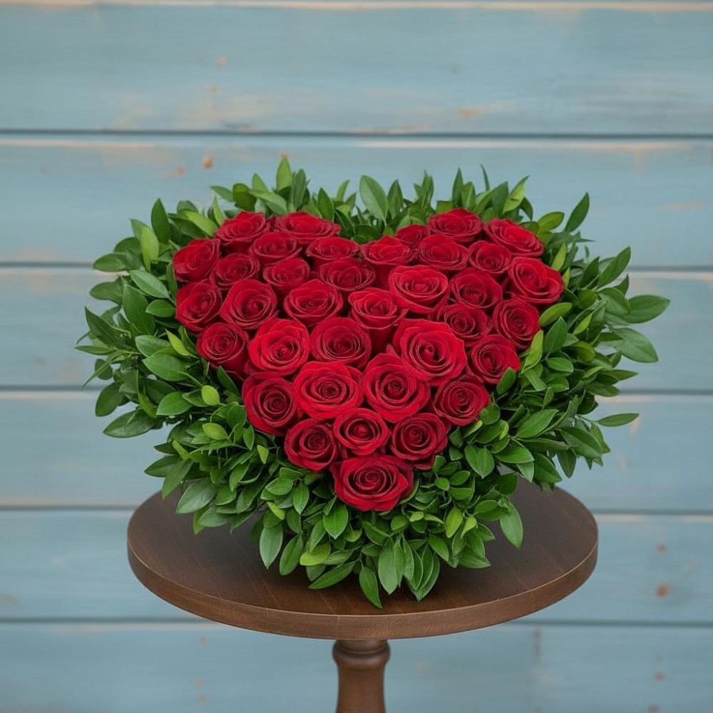 Цветочная композиция из Розы в виде сердца в Холм-Жирковский