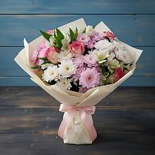 Букет цветов из:  Хризантемы, Альстромерии и Розы #REPLACE_PRED# Холм-Жирковский