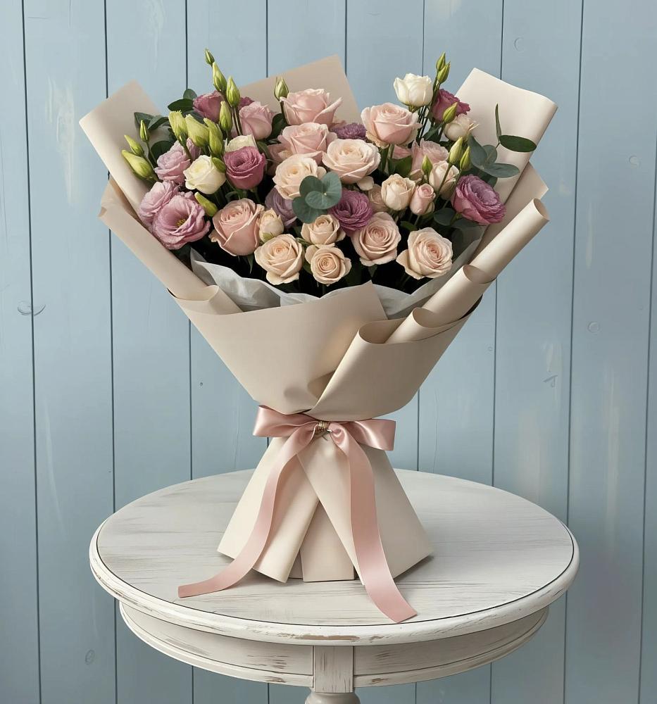 Букет цветов из: Розы и Лизиантусы в Холм-Жирковский