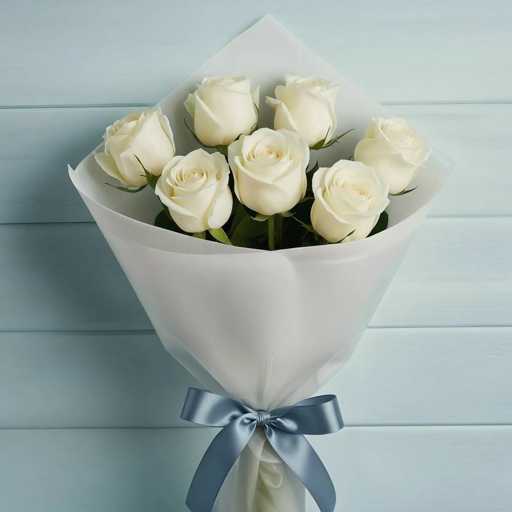 Букет 7 Белых роз Эдлесс Лав в Холм-Жирковский